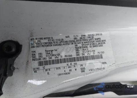 2012 Ford Focus Se z USA, uszkodzony, nr VIN 1FAHP3F26CL283036